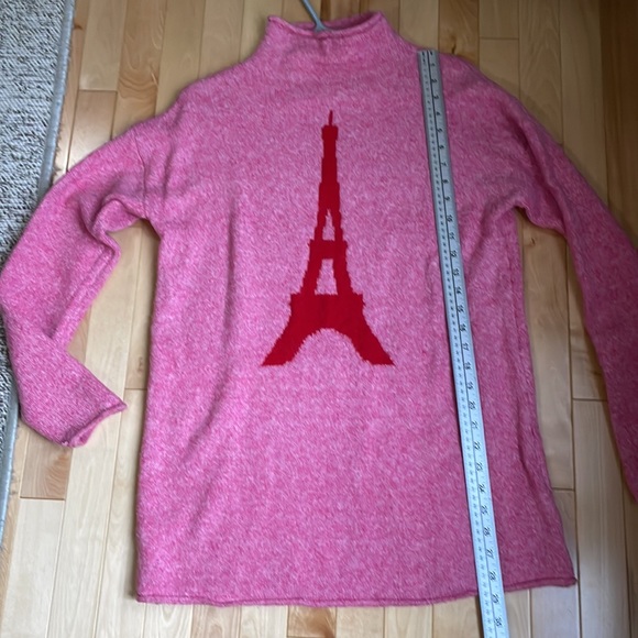 Cupcakes and Cashmere sz M Pink Eiffel Tower Knit Sweater. 1st pic for color - Picture 1 of 10